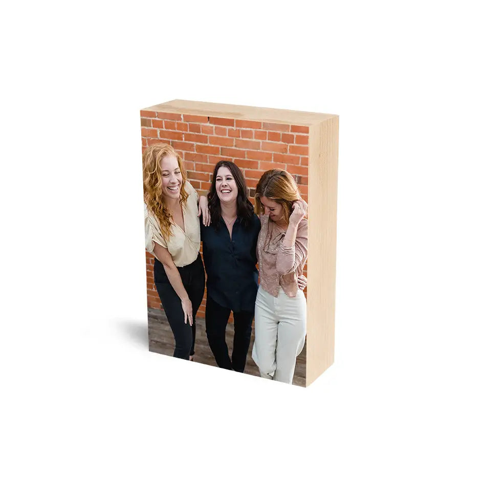 Wooden 5x7 Maple Photo Block featuring a cherished photo of two women