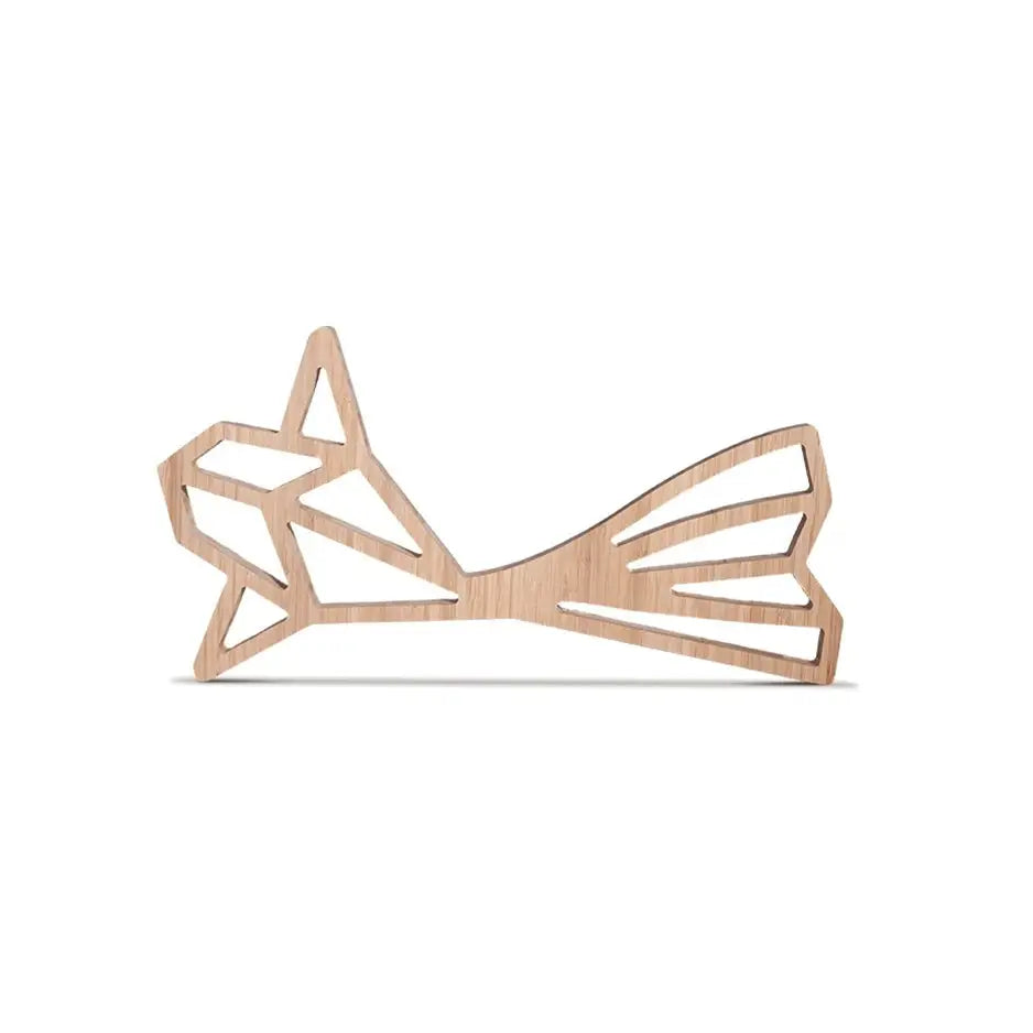 Wooden sculpture of a bird in Origami Koi Fish Bamboo Wall Art display