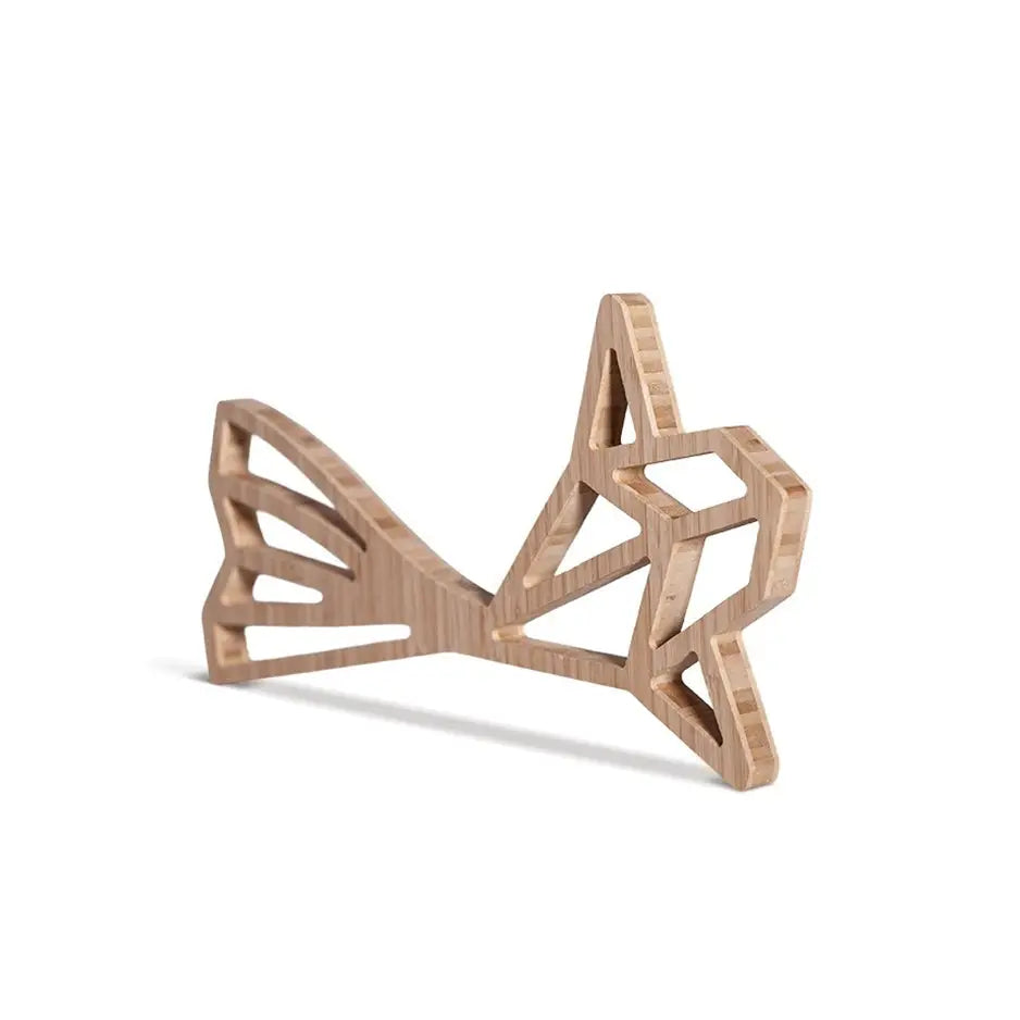 Wooden star ring on white background, perfect for Origami Koi Fish Bamboo Wall Art