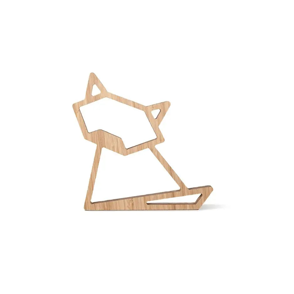 Wooden dog head art on white background for Origami Kitty Bamboo Wall Art decor
