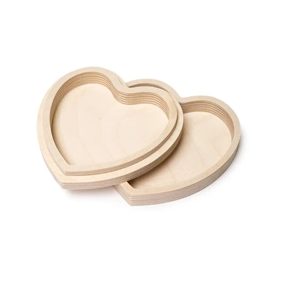 Two wooden heart stash boxes displayed with the Heart Stash Box Print design