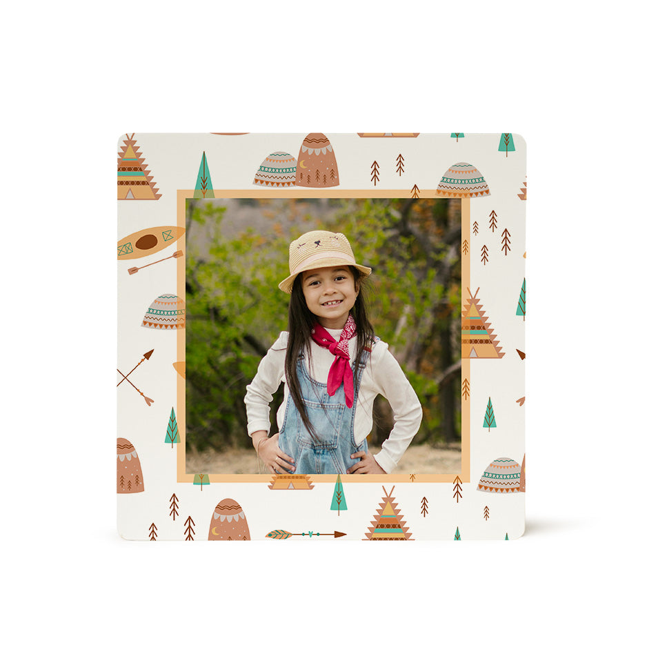 Square Native Pattern Photo Tile featuring teepee pattern for stylish decor