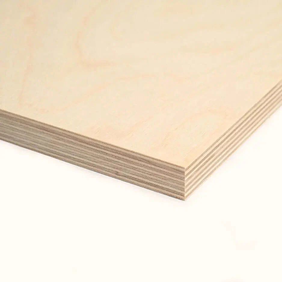 Sheet of plywood showcasing layered edges in a Natural Wood Mat Square Wood Print