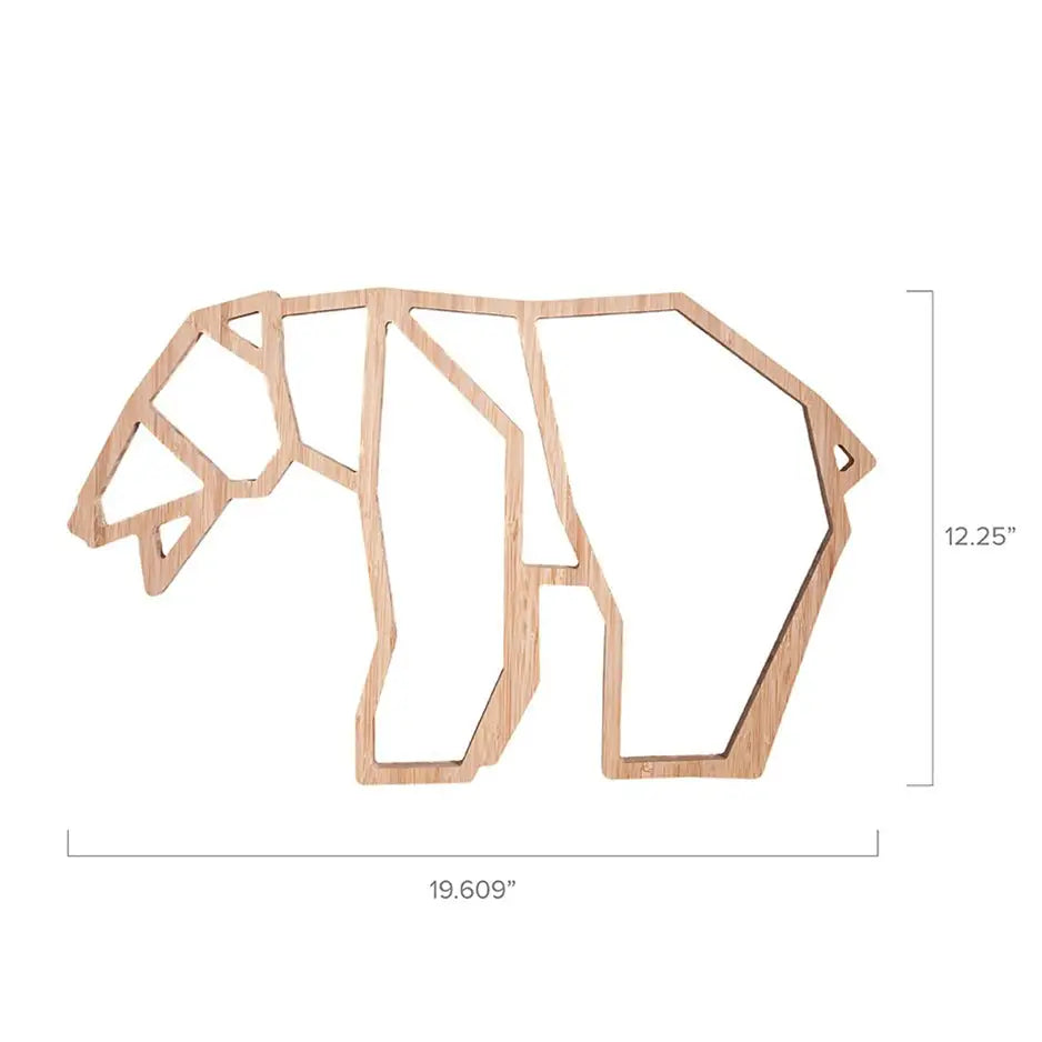 Wooden bear cutout from Origami Bear Bamboo Wall Art for rustic home decor