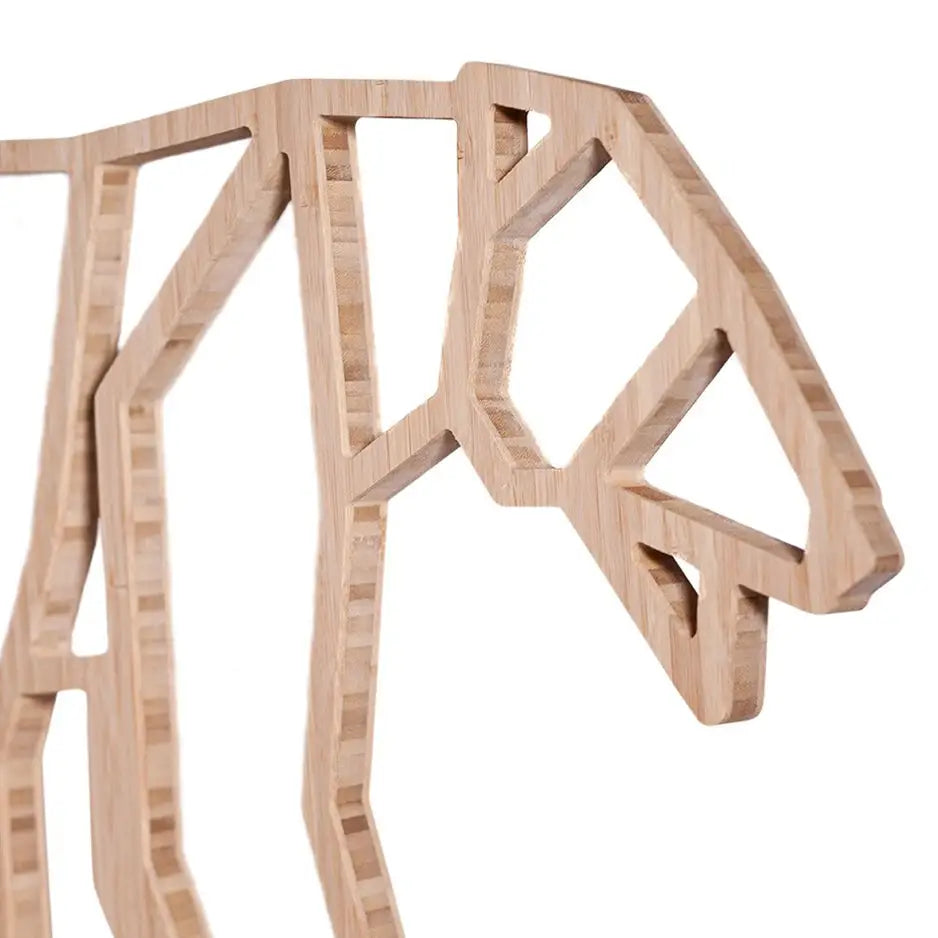 Wooden sculpture of a horse featured in Origami Bear Bamboo Wall Art design