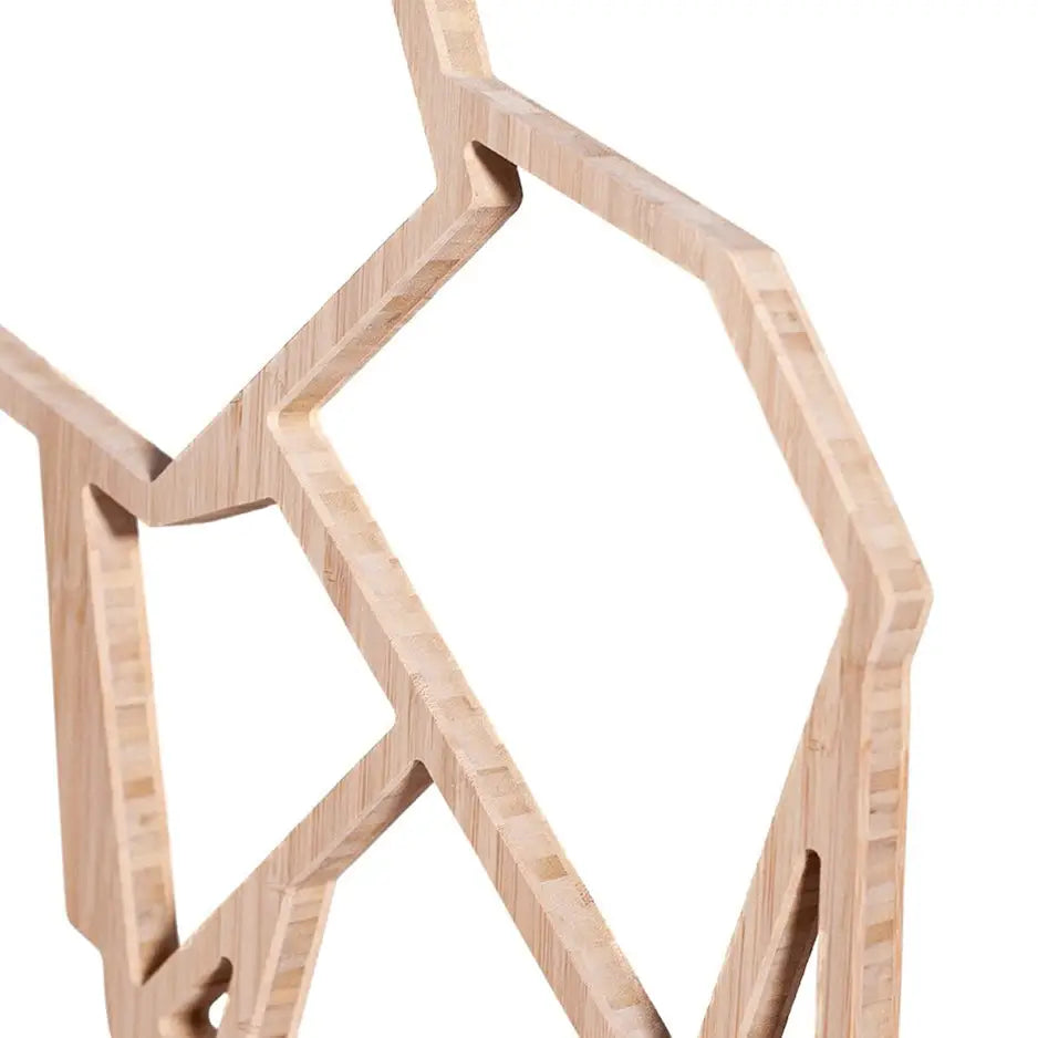 Wooden sculpture of geometric design in Origami Elephant Bamboo Wall Art display