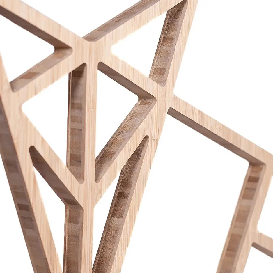 Wooden sculpture of geometric shapes in Origami Fox Bamboo Wall Art design