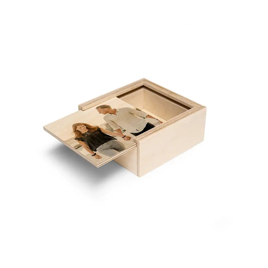 Personalized Mini Keepsake Wood Box featuring a cherished photo inside for lasting memories