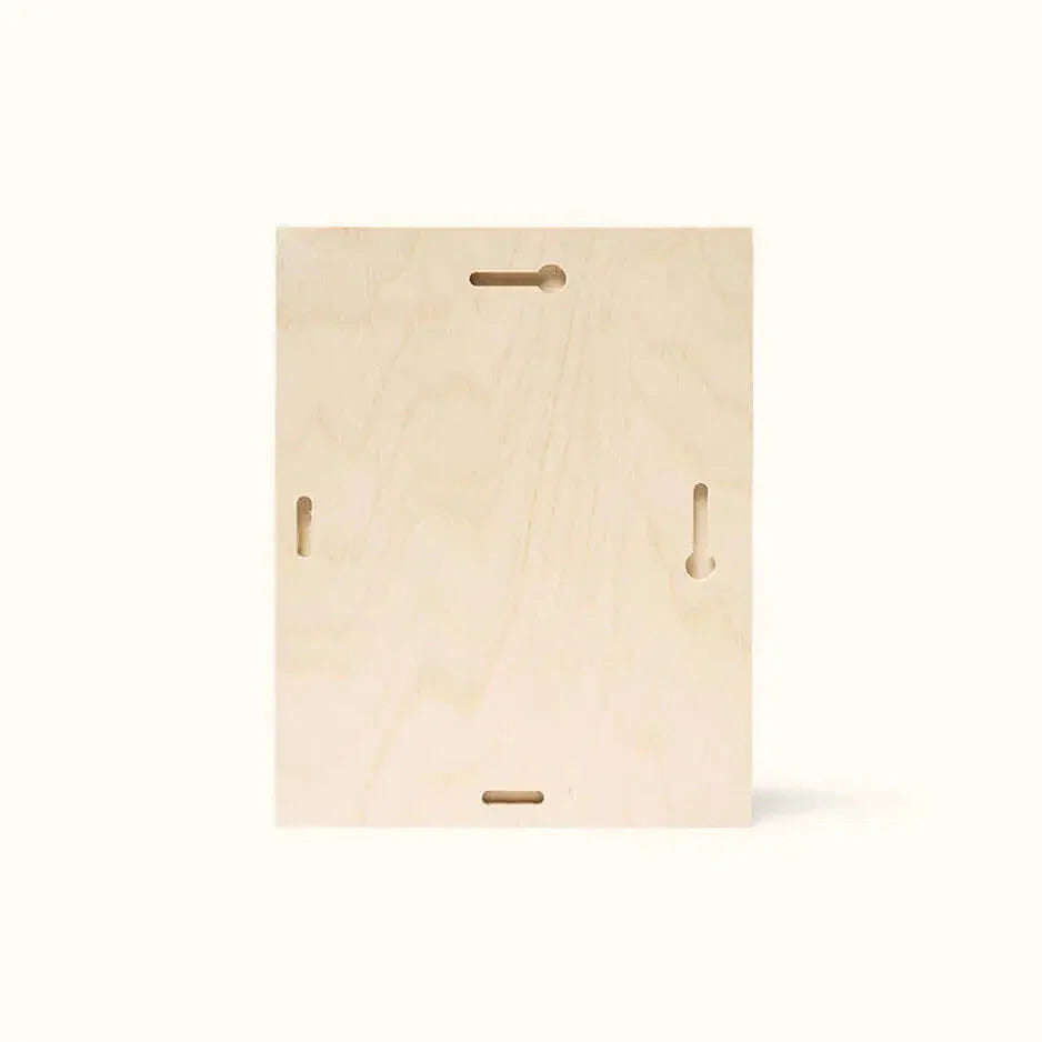 Wooden board with slots and a hanging hole, perfect for a vintage wood print display