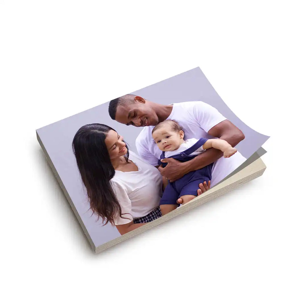 A printed family photograph on canvas or photo paper.