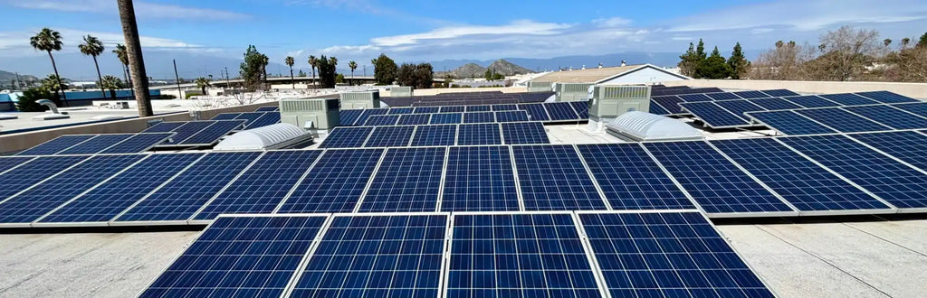 A rooftop solar panel array.