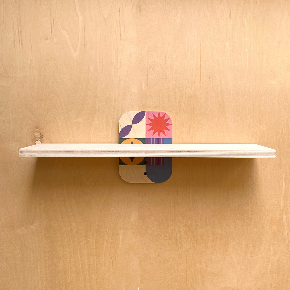 Geometric patterned sturdy wall shelves for modern home organization and decor