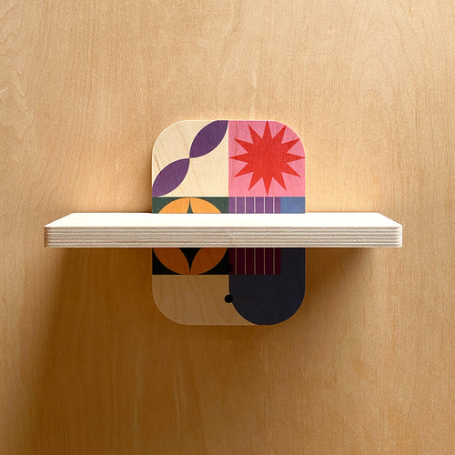 Geometric patterned sturdy wall shelves for modern interior storage solution