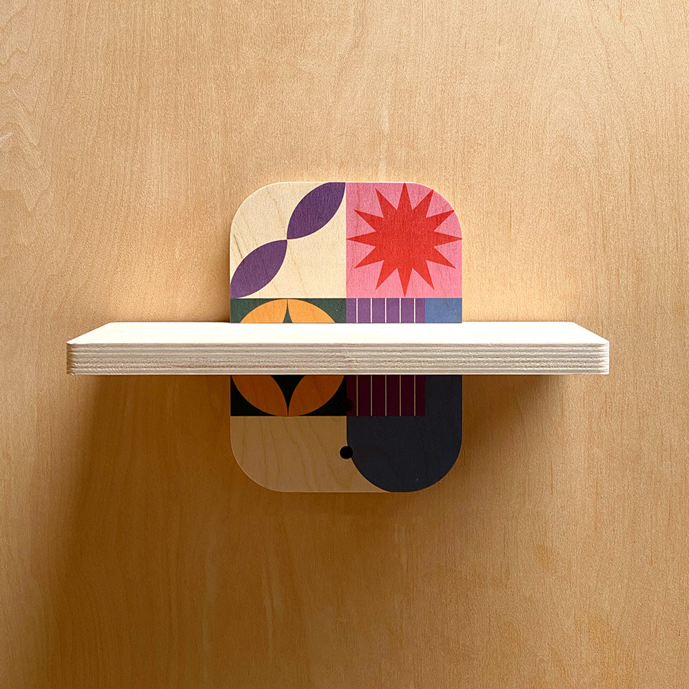 Geometric patterned sturdy wall shelves for modern interior storage solution