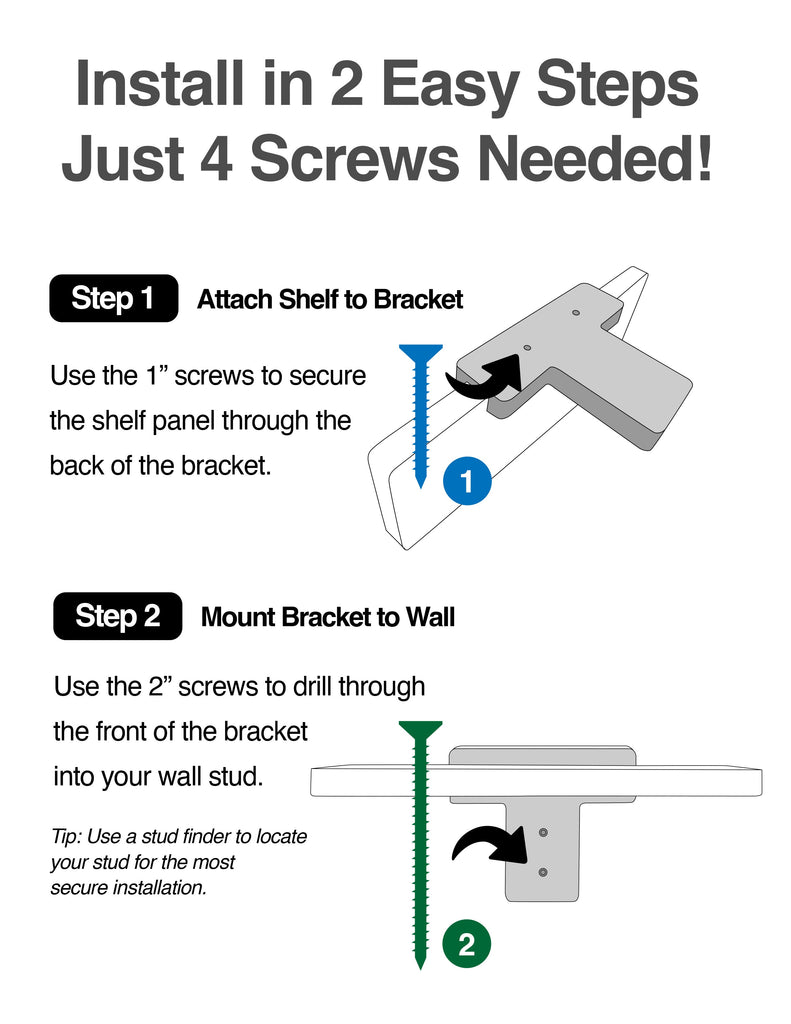 Instructions for installing the Simple & Sturdy Wall Shelf on sturdy wall shelves