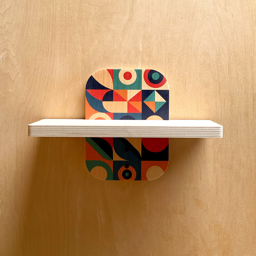 Exclusive geometric patterned sturdy wall shelf for stylish storage and decor