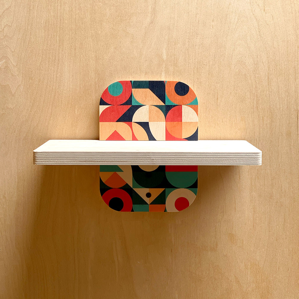 Exclusive geometric patterned shelf showcasing a sturdy wall shelf for stylish storage