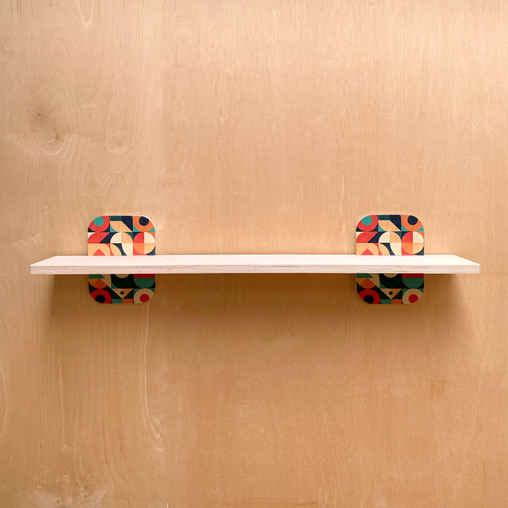 White sturdy wall shelf with patterned supports from the Simple Sturdy Wall Shelf collection