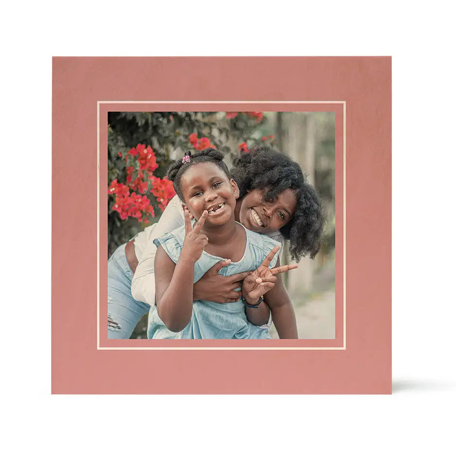 Framed photograph of a mother and daughter on Birch Pattern Wood Print - Spring Matte