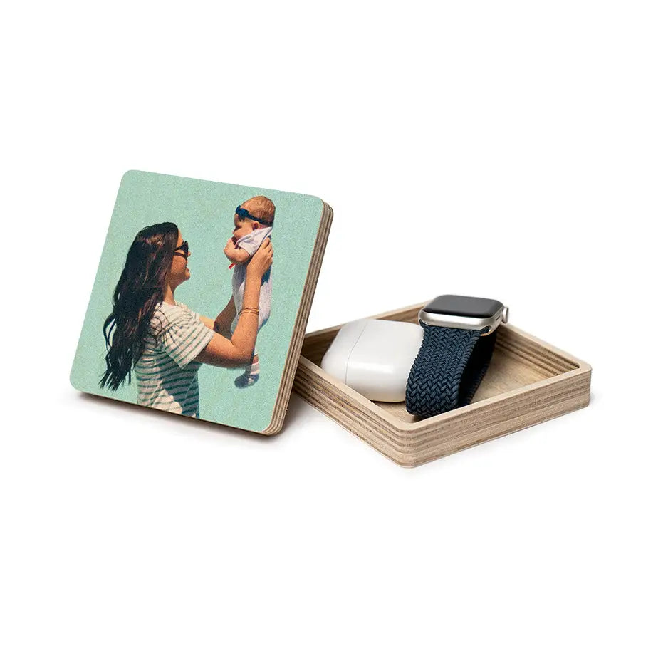 Coaster featuring a woman with a baby from Square Stash Box Print collection