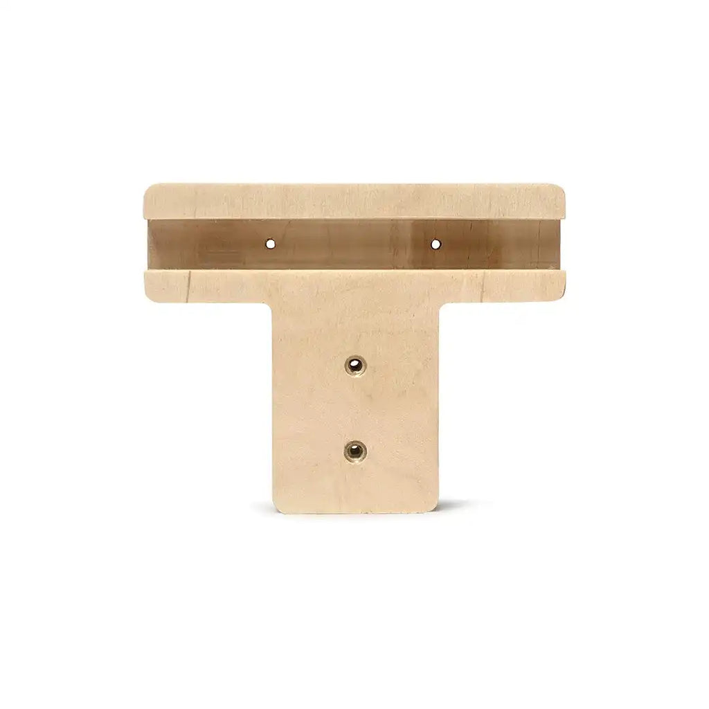 Wooden T-shaped bracket with mounting holes for WoodArc Wall Shelf natural wood wall shelf