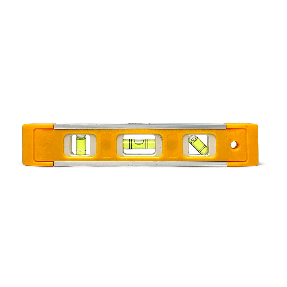 Yellow and silver spirit level with tough abs plastic shell for accurate measurements